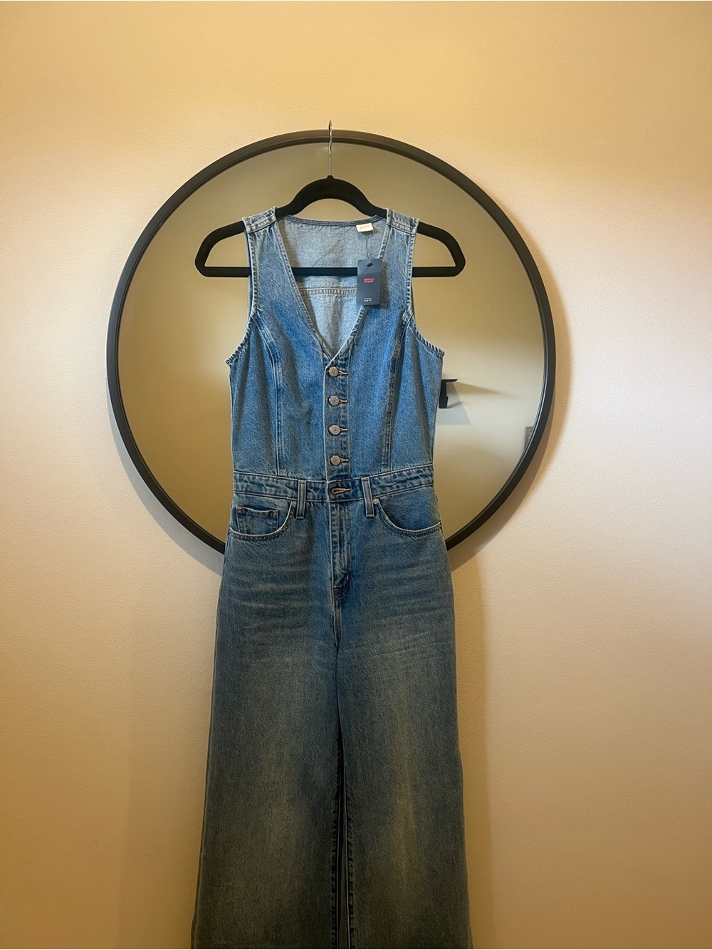 Free People Levi’s Denim Vest Wide-Leg Jumpsuit size 26. - Picture 9 of 10